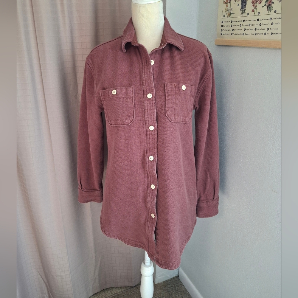 The North Face Heavyweight Long Sleeve Button Down Red Shirt Size Small